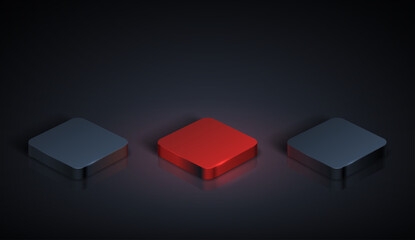 Red and black buttons or podiums