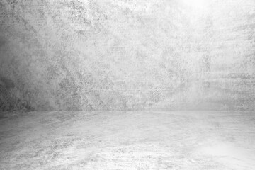 Concrete wall white color for background. Old grunge textures with scratches and cracks. White painted cement wall texture.