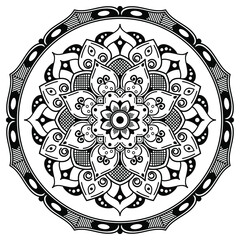 Circular pattern in form of mandala for coloring book page. Decorative frame ornament in ethnic style. vector isolated on white
