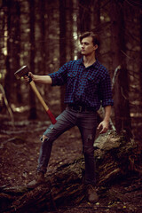 Naklejka premium lumberjack with an ax