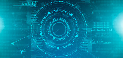 Obraz premium Abstract technology background with Hi-tech digital interface infographic and binary code