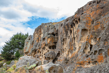 Ventanillas de Otuzco. An ancient pre-Columbian Peruvian archaeological burial site called the Otuzco windows or windows of Otuzco situated near Cajamarca.