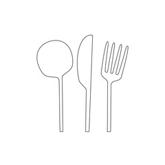 Food line icon set. Fork, spoon and knife symbol. isolated vector illustration. Cooking black linear tools.