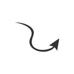 Doodle arrow icon. Black handmade curve arrow vector illustration. Isolated on white.