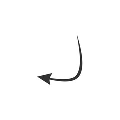 Doodle arrow icon. Black handmade curve arrow vector illustration. Isolated on white.