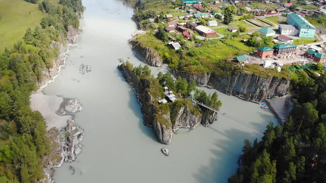 Patmos island in Altay. Tourist attraction in Russia