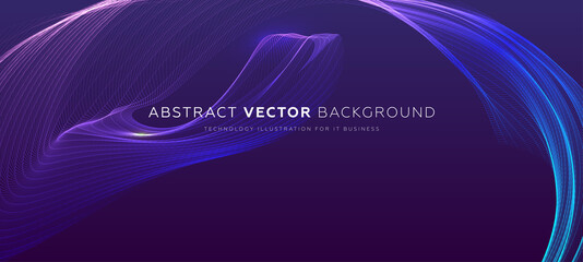 Glowing particles liquid dynamic flow background. Trendy fluid cover design. Eps10 vector illustration