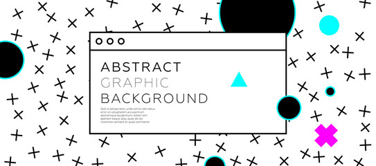 Placard template with abstract geometric shapes, 80s memphis bright style flat design elements. Retro art for covers, banners, flyers and posters. Eps10 vector illustrations