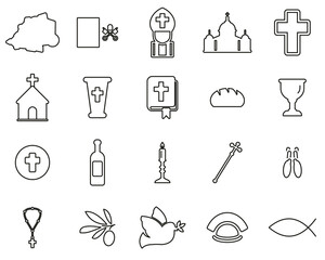 Vatican Country & Culture Icons Black & White Thin Line Set Big