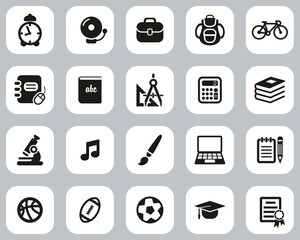 University Or College Icons Black & White Flat Design Set Big