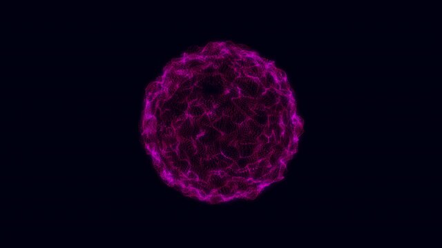Abstract motion colorful sphere of glowing particles