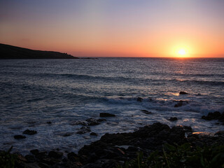 Sunset Over the Sea in St Ives, Cornwall, UK.