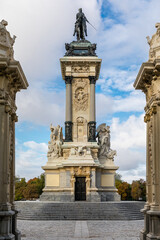 Fototapeta na wymiar Monument to King Alfonso XII in the Retiro Park of Madrid, Spain