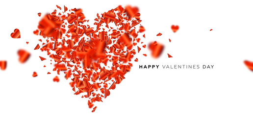 14 February Happy Valentines Day background composition template with 3d love hearts for trendy banner, placard, poster or wedding greeting card. Vector illustration