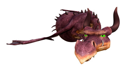 3D Rendering Fairy Tale Dragon on White