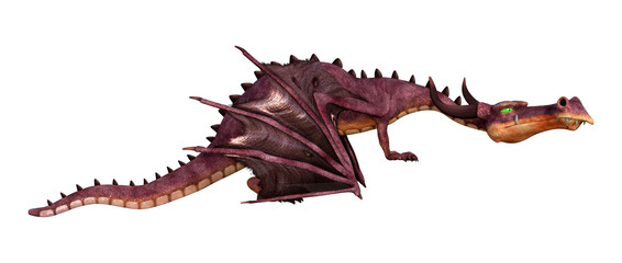 3D Rendering Fairy Tale Dragon on White