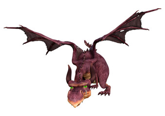 3D Rendering Fairy Tale Dragon on White