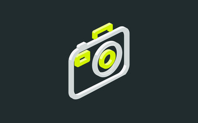 Camera icon. Isometric 3d illustration of camera vector icon for web