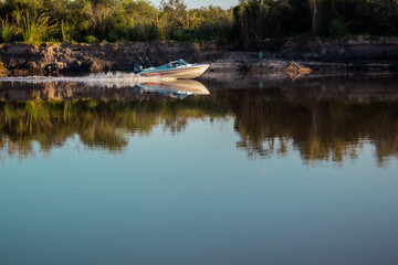 speed boat on the river