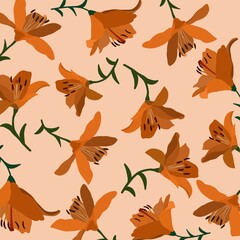 illustration with flowers in an orange background.