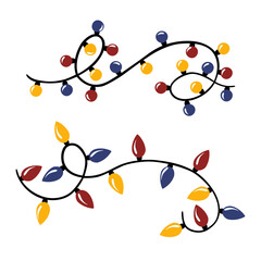 Christmas garlands with light bulbs: isolated illustration.