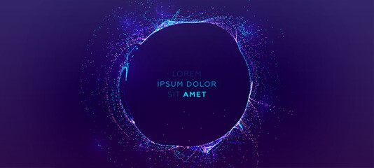 Glowing particles liquid dynamic flow background. Trendy fluid cover design. Eps10 vector illustration