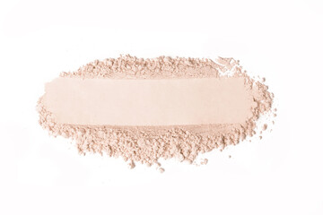 Beige cosmetic or make up powder isolated on white.	