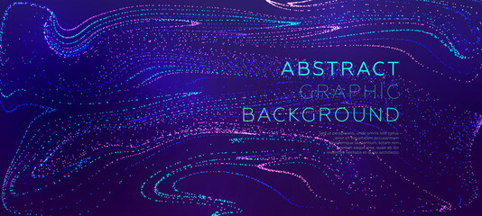 Glowing particles liquid dynamic flow background. Trendy fluid cover design. Eps10 vector illustration