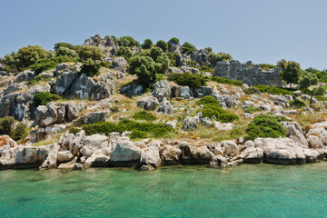 Old Lycian ruins at Kekova island, near city of Kas, Turkey