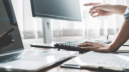 Programmer working in a software development and coding technologies. Website design. Technology...