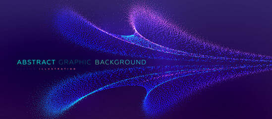 Glowing particles liquid dynamic flow background. Trendy fluid cover design. Eps10 vector illustration