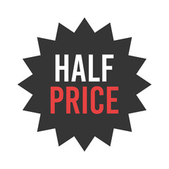 Half price black round starburst sticker for black friday and cyber monday discount.