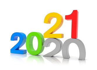 3d illustration - 2020 - 2021 - Silvester, Neujahr, Countdown, Jahreszahlen