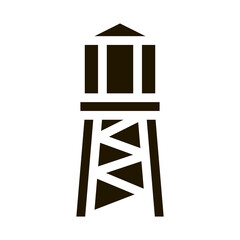 Fire Tower With Water glyph icon vector. Fire Tower With Water Sign. isolated symbol illustration
