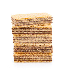 wafers with chocolate isolated on white background