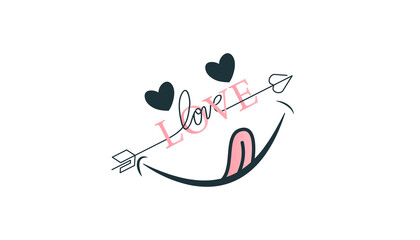 Yummy icon. Hungry smiling face with mouth and tongue emoji. Delicious, healthy funny lunch tasty mood smile avatar happy yellow character cute vector isolated cartoon symbol. Love symbol tagline.