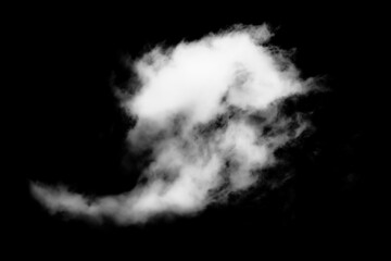 White smoke cloud isolated on black background