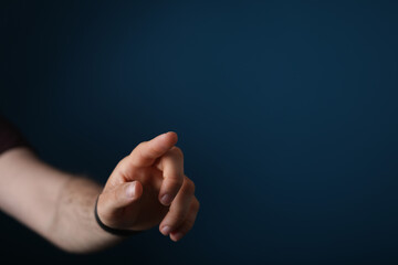 Obraz premium touching finger press young man