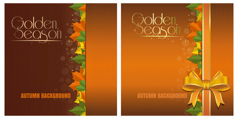 Autumn background set. Templates for your autumn design. Golden Season. Vector illustration