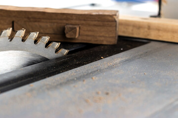 close up circular wood saw in the carpentr