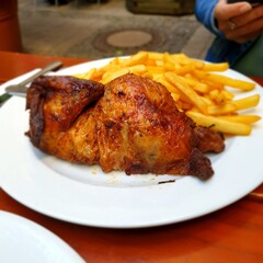 Oktoberfest chicken with fries