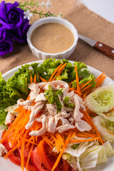 Vegetable Salad with Chicken Out and Sesame Dressing. Clean Food