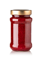 Jars of jam isolated on white background