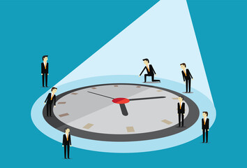 Business people look at the clock