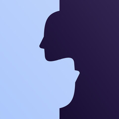 Mental help, psychotherapy and depression emotion concept. Vector flat illustration. Puzzle piece of human face silhouette. Design element for banner, poster, logo.