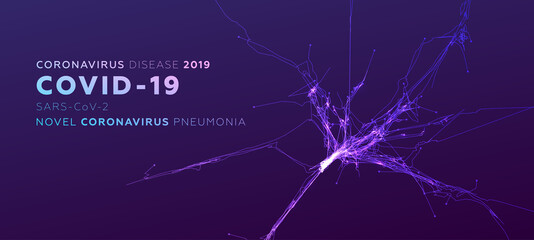 Coronavirus disease 2019 COVID-19, Wuhan Novel coronavirus pneumonia, SARS-CoV-2 virus infection cell 3d shape for epidemic danger China pathogen respiratory influenza, pandemic placards, EPS10 vector
