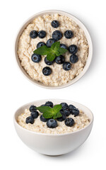 prepared oatmeal with blueberries