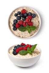 prepared oatmeal with berries
