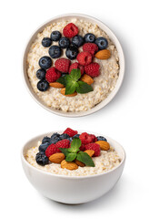 prepared oatmeal with berries and nuts