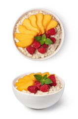 prepared oatmeal with fruits and berries